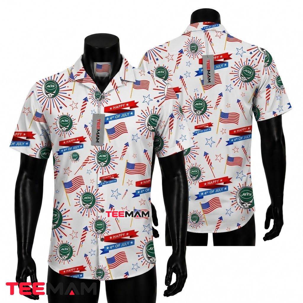 New York Jets Hawaiian Shirt 4th Of July Front