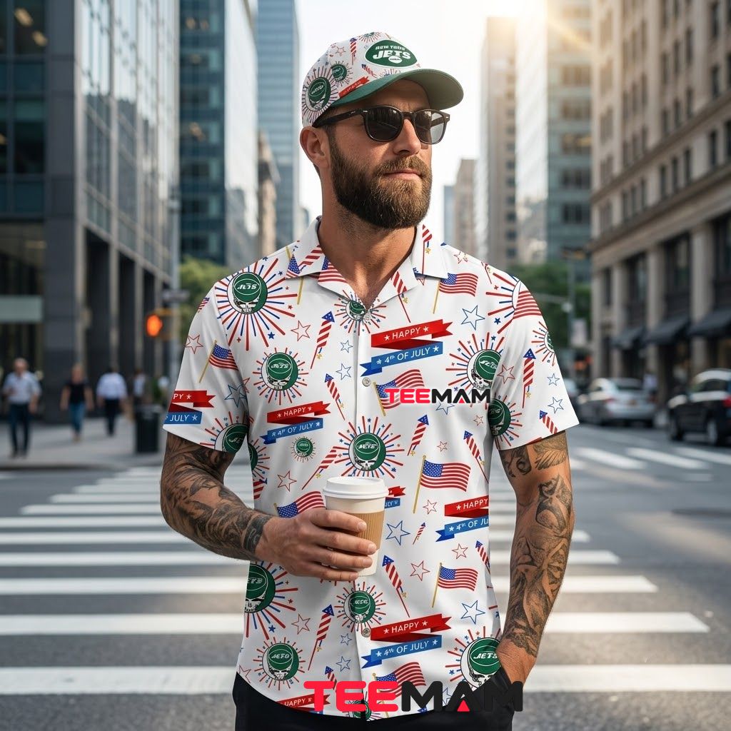 New York Jets Hawaiian Shirt 4th Of July Back New York Jets Hawaiian Shirt 4th Of July Back
