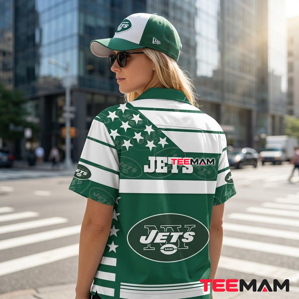 New York Jets Hawaiian Shirt Custom Name Number Stars Version 3 New York Jets Hawaiian Shirt Custom Name Number Stars Version 3