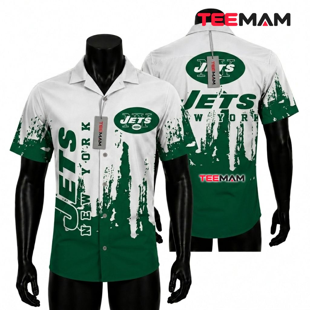 New York Jets Hawaiian Shirt Dripping Gradient Front