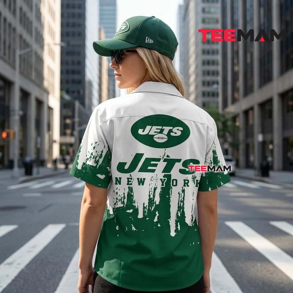 New York Jets Hawaiian Shirt Dripping Gradient Version 3 New York Jets Hawaiian Shirt Dripping Gradient Version 3