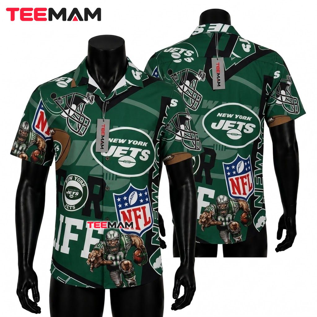 New York Jets Hawaiian Shirt Fan Life Front