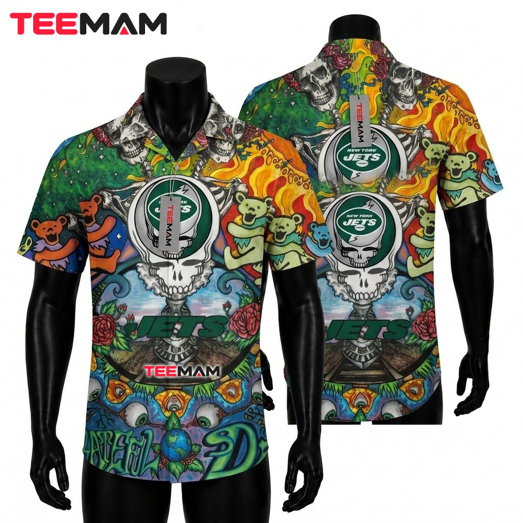 New York Jets Hawaiian Shirt Grateful Dead Front