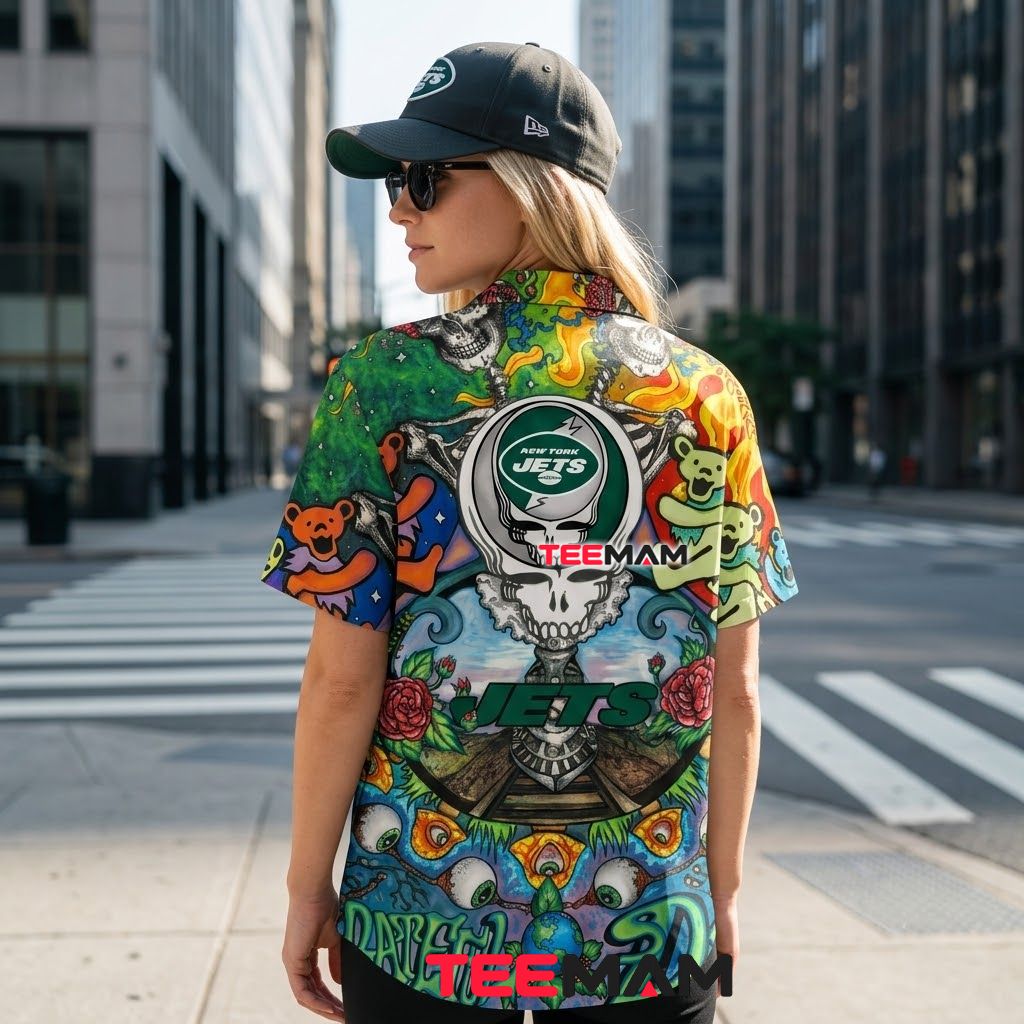 New York Jets Hawaiian Shirt Grateful Dead Version 3 New York Jets Hawaiian Shirt Grateful Dead Version 3