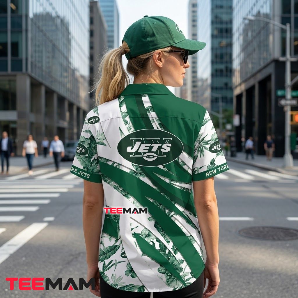 New York Jets Hawaiian Shirt Tropical Leaf Version 3 New York Jets Hawaiian Shirt Tropical Leaf Version 3
