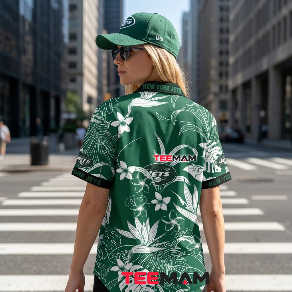 New York Jets Hawaiian Shirt White Botanical Version 3 New York Jets Hawaiian Shirt White Botanical Version 3