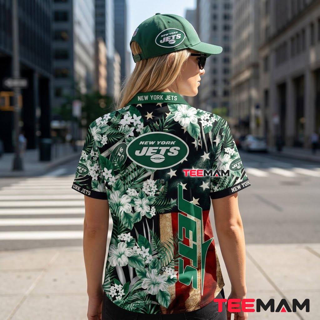 New York Jets Tropical Shirt American Flag Version 3 New York Jets Tropical Shirt American Flag Version 3