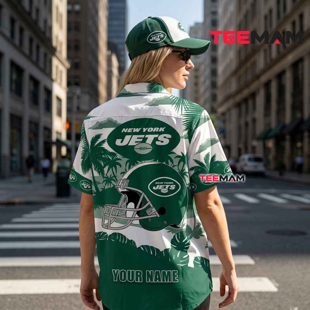 New York Jets Tropical Shirt Custom Name Mascot Version 3 New York Jets Tropical Shirt Custom Name Mascot Version 3