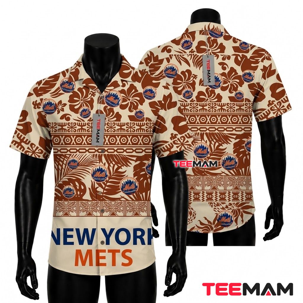 New York Mets Aloha Shirt Aztec Vintage Front