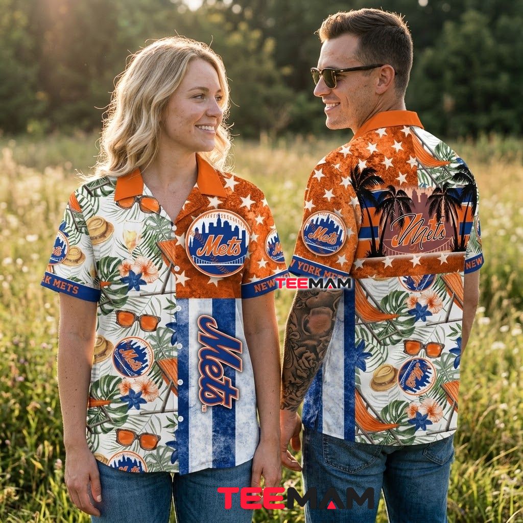 New York Mets Hawaiian Shirt Floral Striped Back New York Mets Hawaiian Shirt Floral Striped Back