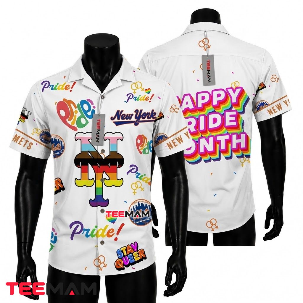 New York Mets Hawaiian Shirt Pride Rainbow Front