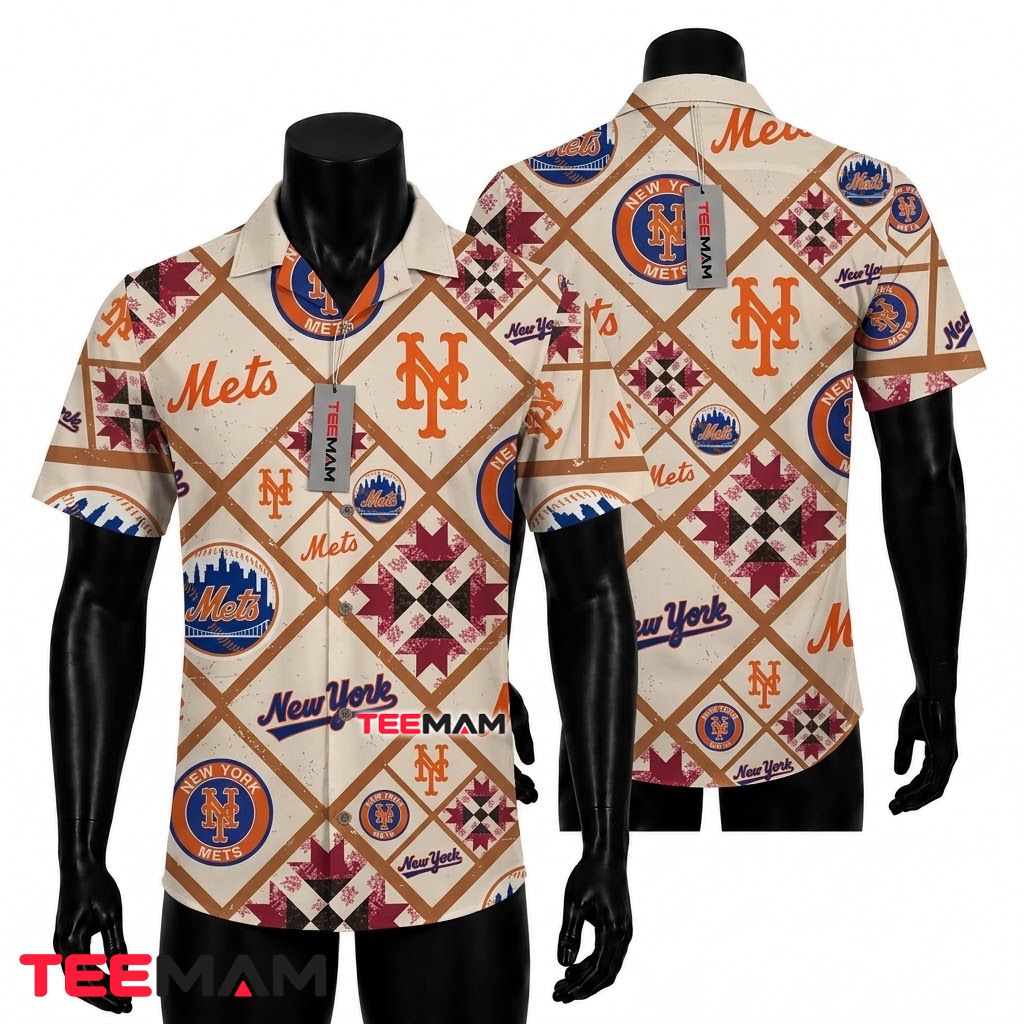 New York Mets Hawaiian Shirt Quilt Diamond Front