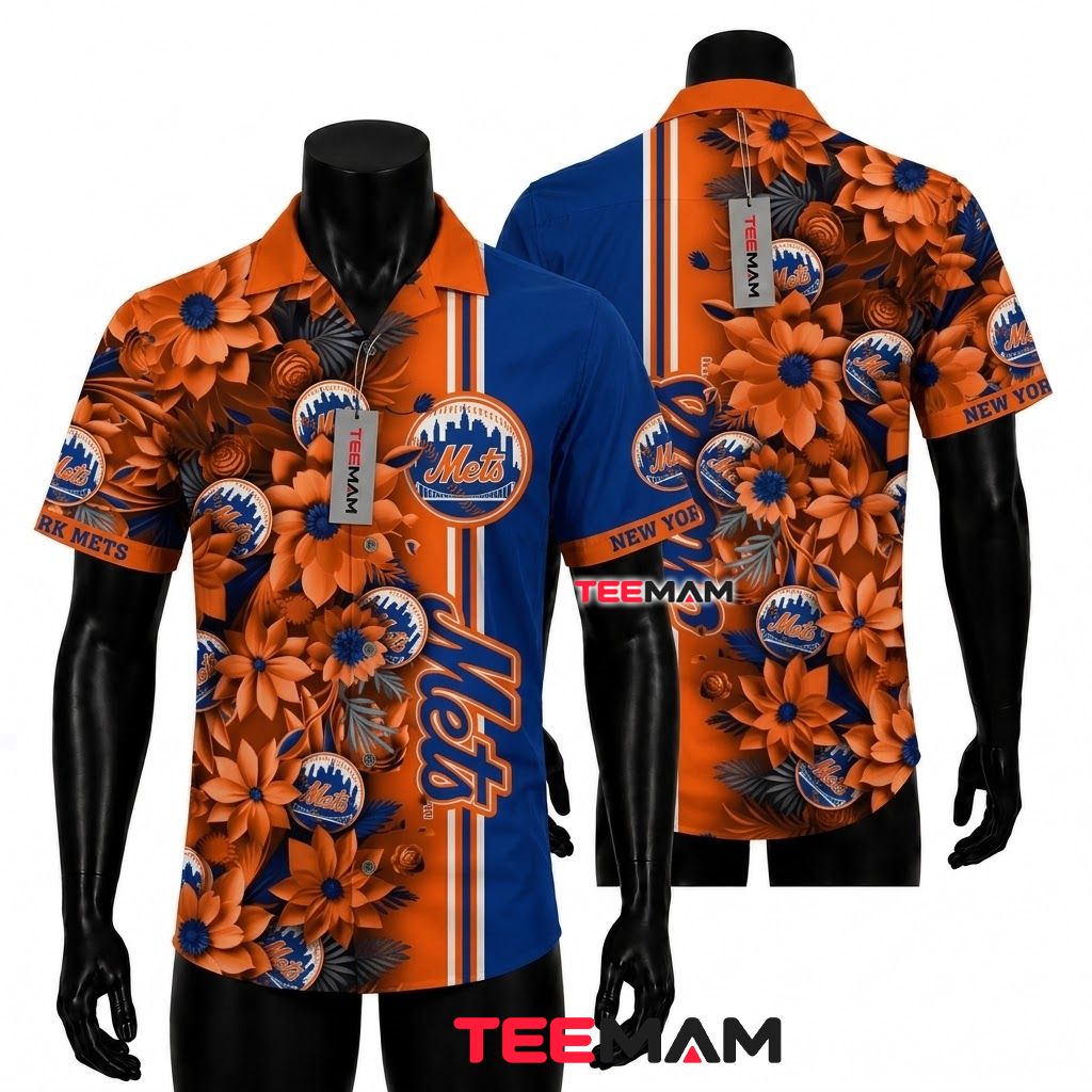 New York Mets Hawaiian Shirt Sunflower Front