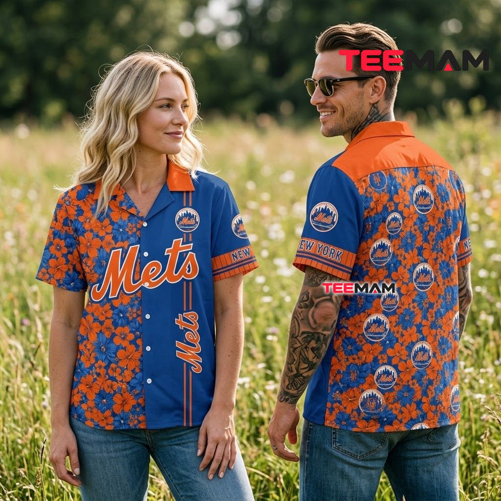 New York Mets Hawaiian Shirt Sunflower Back New York Mets Hawaiian Shirt Sunflower Back