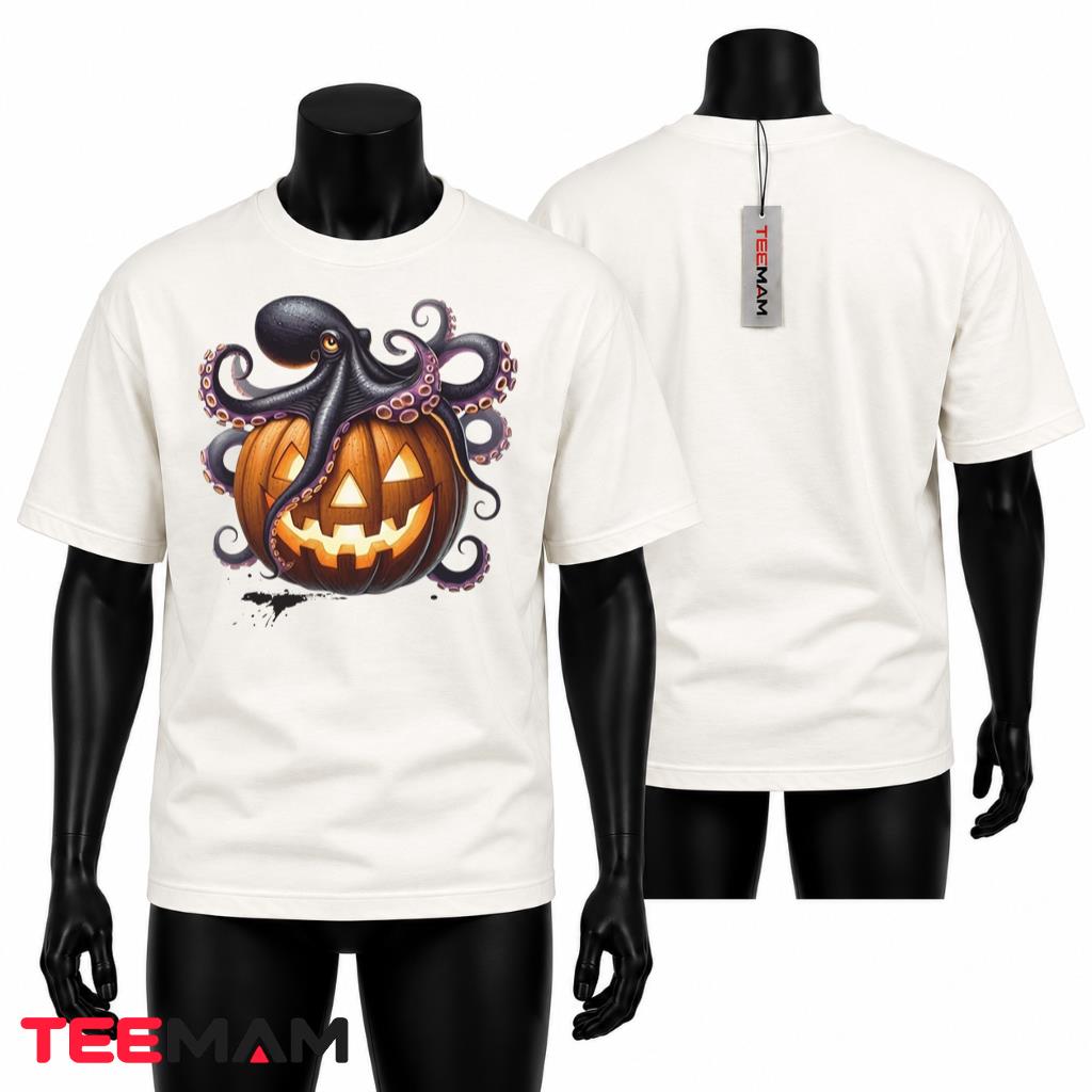 Octopus Halloween T-Shirt Pumpkin Spooky Ocean Creature Gift