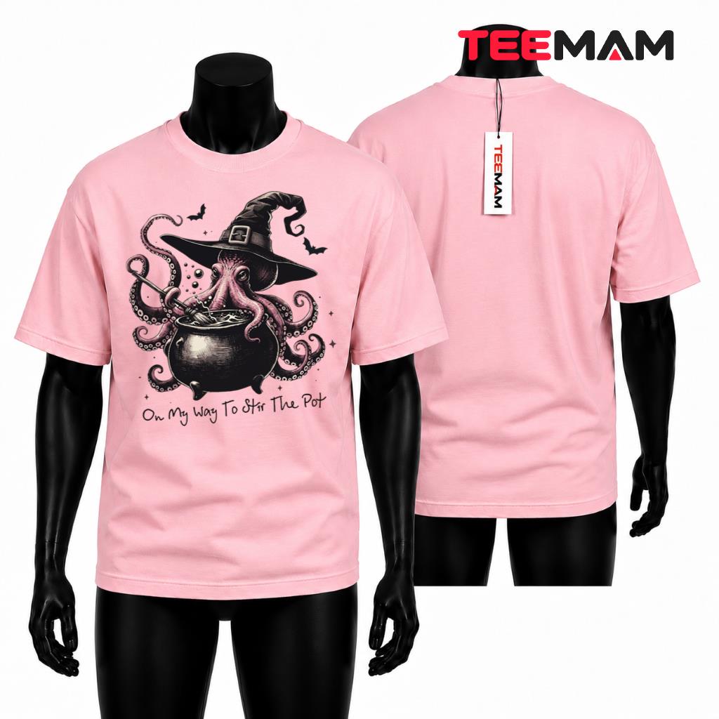 Octopus Halloween T-Shirt Witch Cauldron Spooky Magic Gift