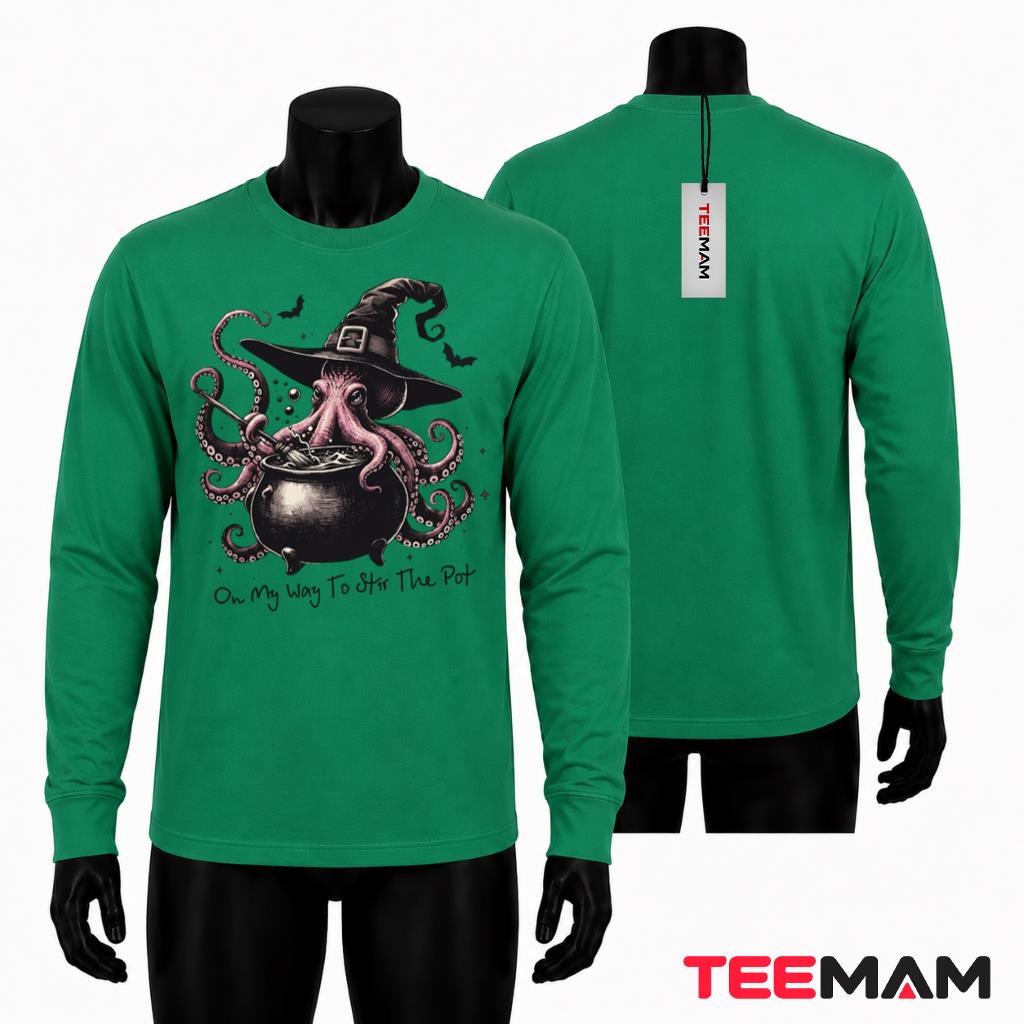 Octopus Halloween Long Sleeve Witch Cauldron Spooky Magic Gift Octopus Halloween Long Sleeve Witch Cauldron Spooky Magic Gift