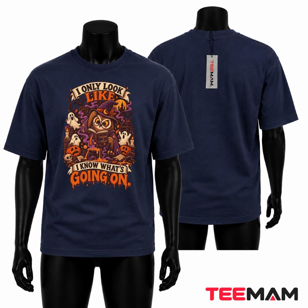 Owl Halloween T-Shirt Witch Magic Spooky Ghost Pumpkin Gift