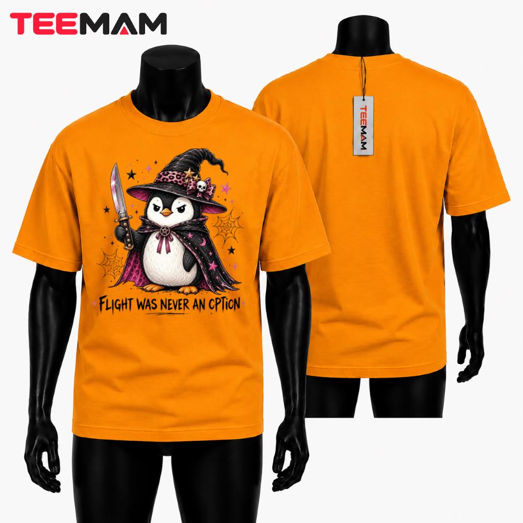 Penguin Halloween T-Shirt Cute Witch Knife Spooky Animal