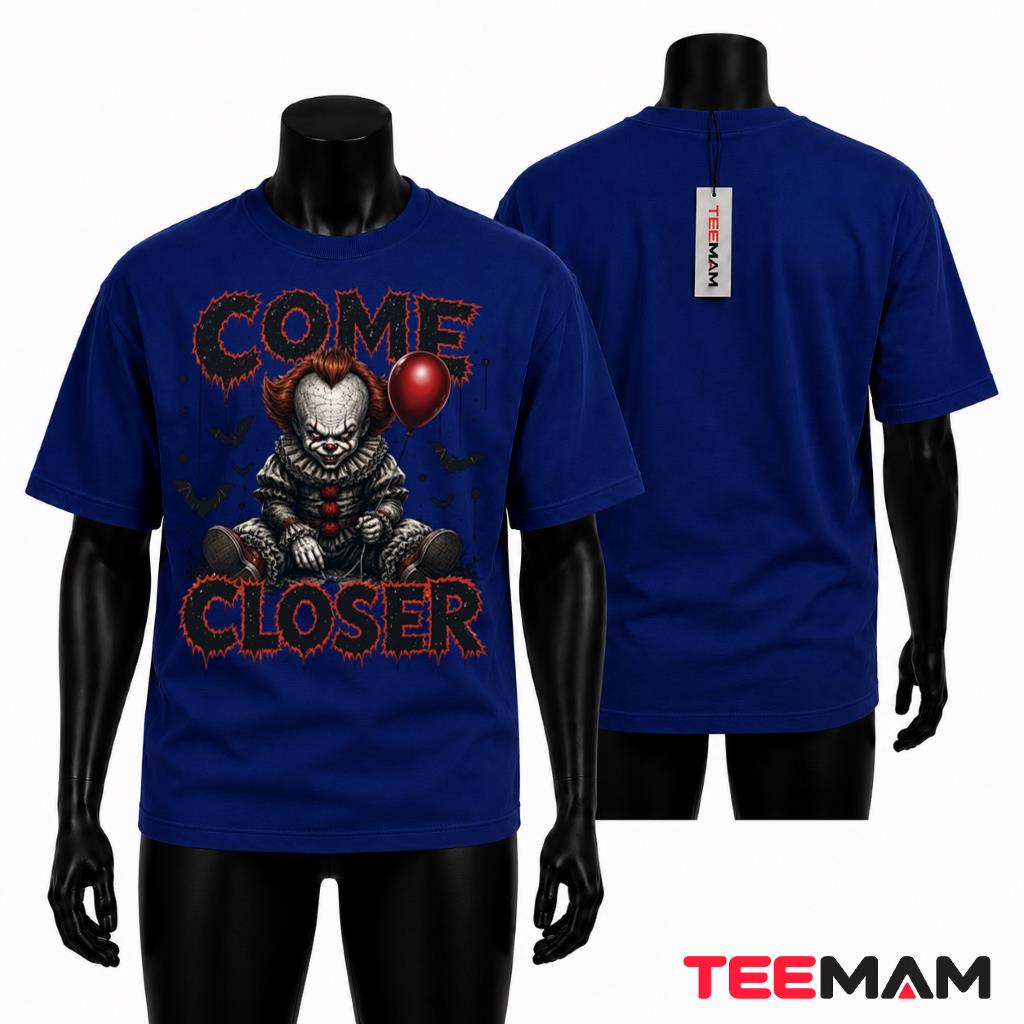 Pennywise Halloween Horror T-Shirt Come Closer Balloon