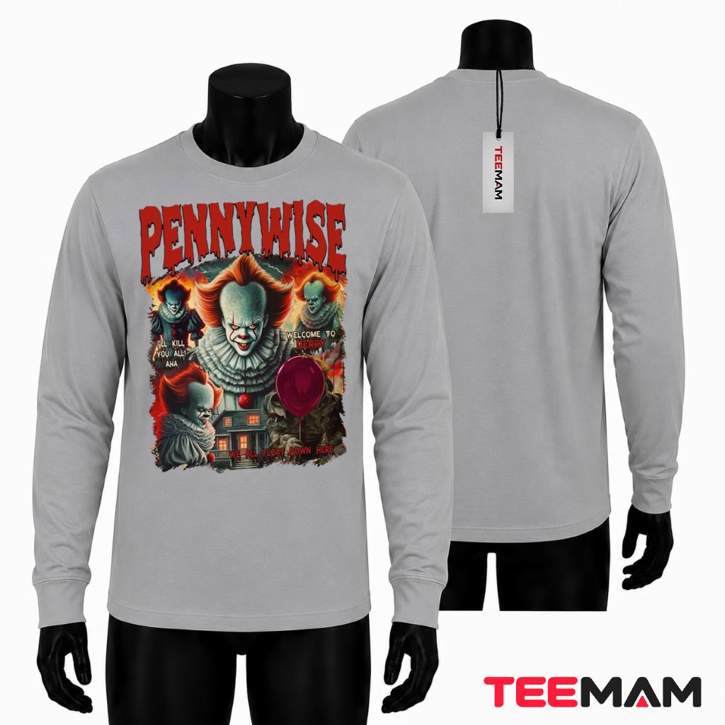 Pennywise Horror Clown Halloween Long Sleeve Welcome To Derry We All Float Down Here Pennywise Horror Clown Halloween Long Sleeve Welcome To Derry We All Float Down Here