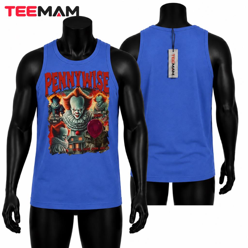 Pennywise Horror Clown Halloween Tank Top Welcome To Derry We All Float Down Here Pennywise Horror Clown Halloween Tank Top Welcome To Derry We All Float Down Here