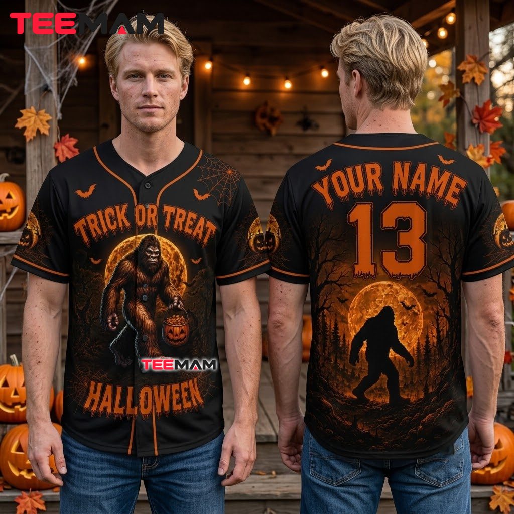 Personalized Bigfoot Halloween Baseball Jersey Trick Or Treat 2 Personalized Bigfoot Halloween Baseball Jersey Trick Or Treat 2