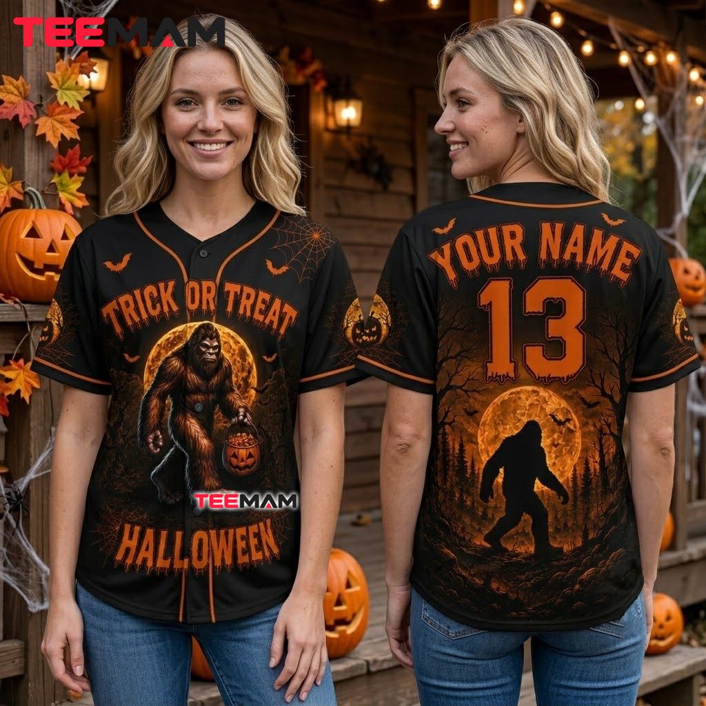 Personalized Bigfoot Halloween Baseball Jersey Trick Or Treat 3 Personalized Bigfoot Halloween Baseball Jersey Trick Or Treat 3