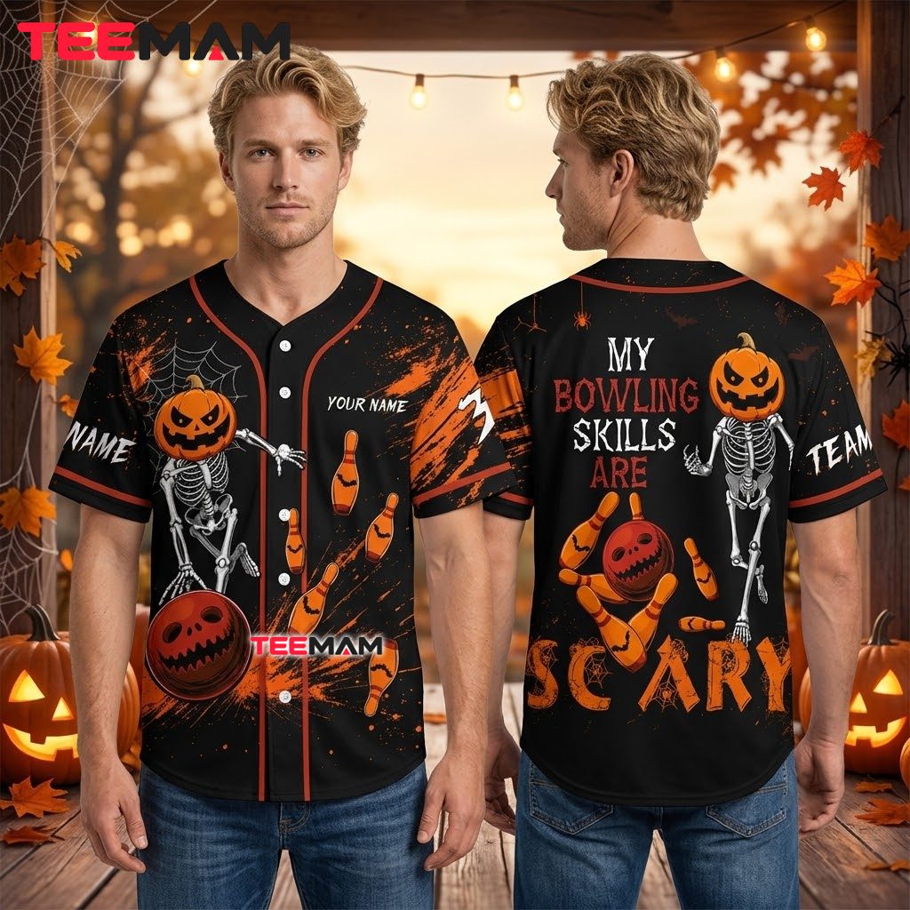 Personalized Bowling Skeleton Halloween Baseball Jersey Scary 2 Personalized Bowling Skeleton Halloween Baseball Jersey Scary 2