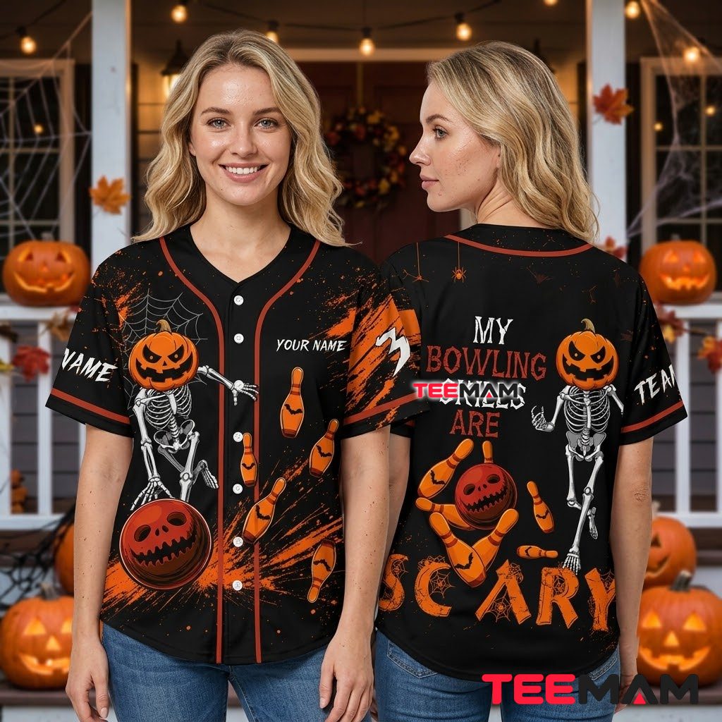 Personalized Bowling Skeleton Halloween Baseball Jersey Scary 3 Personalized Bowling Skeleton Halloween Baseball Jersey Scary 3