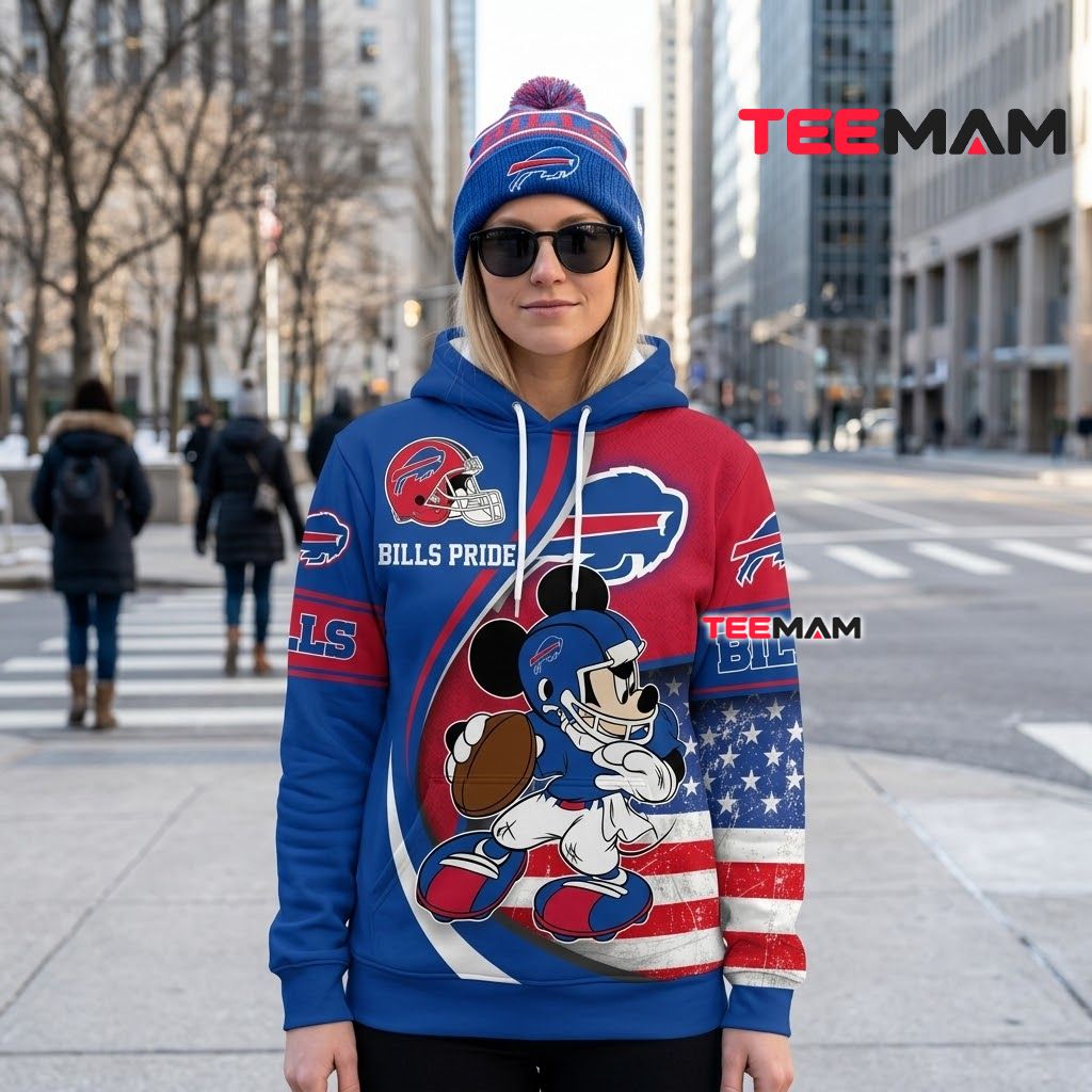 Personalized Buffalo Bills 3D Hoodie Mickey Mouse Back Personalized Buffalo Bills 3D Hoodie Mickey Mouse Back