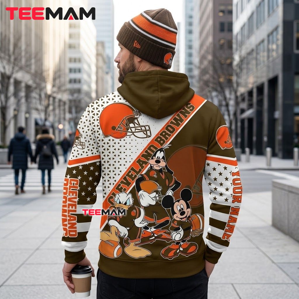 Personalized Cleveland Browns 3D Hoodie Mickey Goofy Donald Version 3 Personalized Cleveland Browns 3D Hoodie Mickey Goofy Donald Version 3