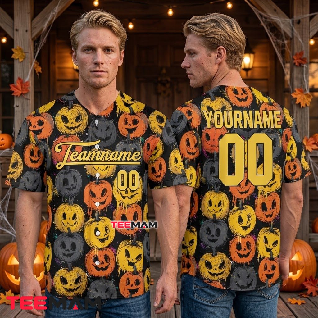 Personalized Halloween Baseball Jersey Jack O Lantern Pumpkin 2 Personalized Halloween Baseball Jersey Jack O Lantern Pumpkin 2