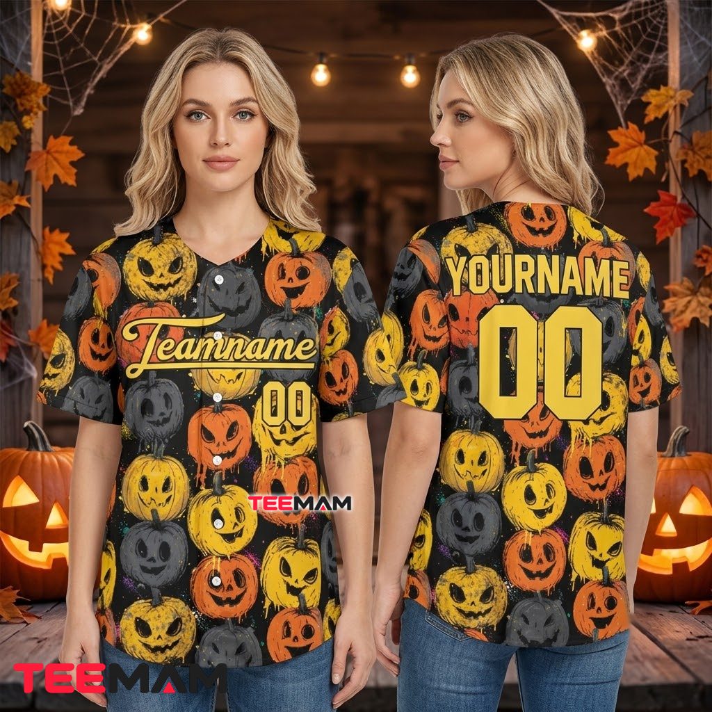 Personalized Halloween Baseball Jersey Jack O Lantern Pumpkin 3 Personalized Halloween Baseball Jersey Jack O Lantern Pumpkin 3