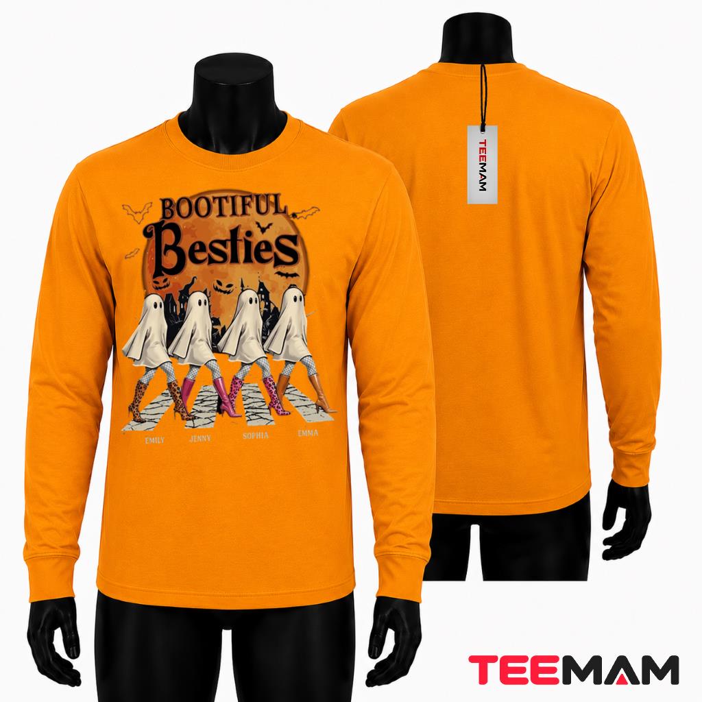 Personalized Halloween Bootiful Besties Ghost Girls Long Sleeve Personalized Halloween Bootiful Besties Ghost Girls Long Sleeve