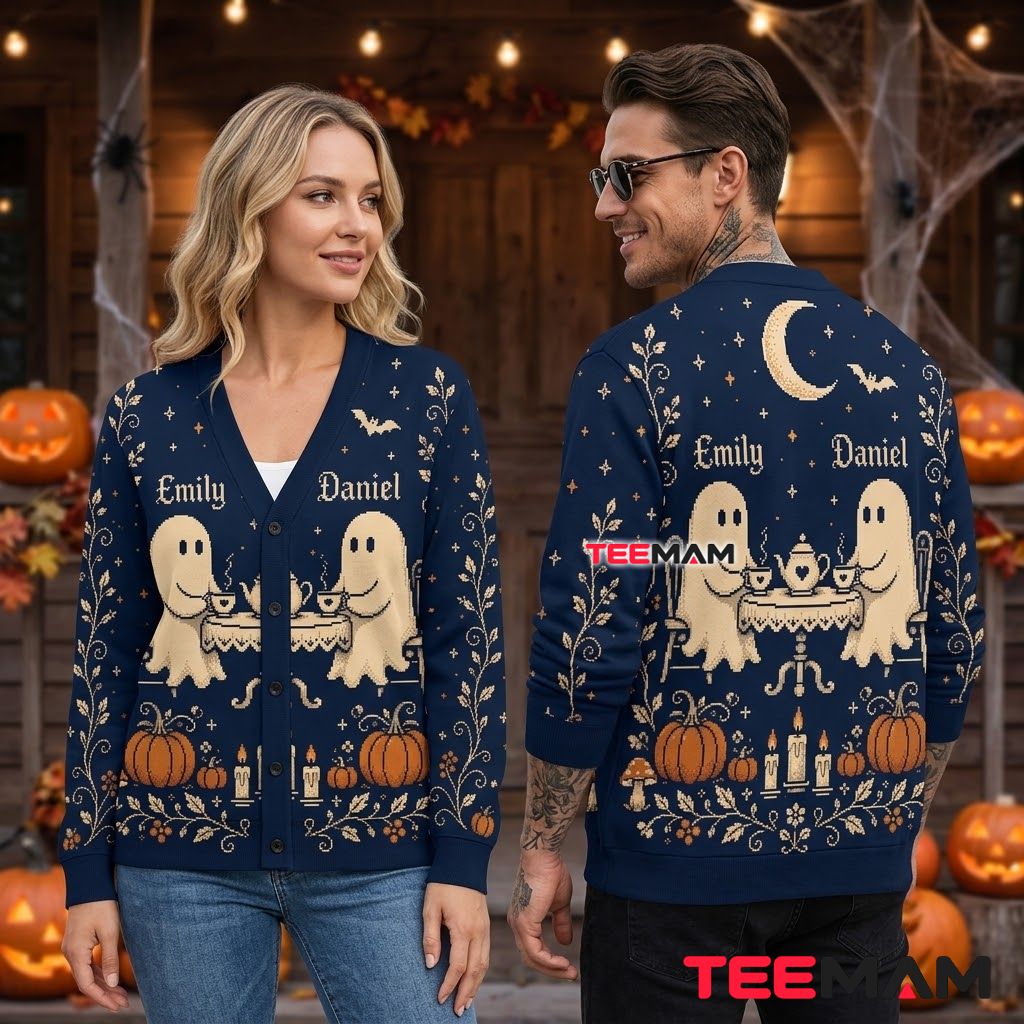 Personalized Halloween Cardigan Ghost Tea Party 2 Personalized Halloween Cardigan Ghost Tea Party 2