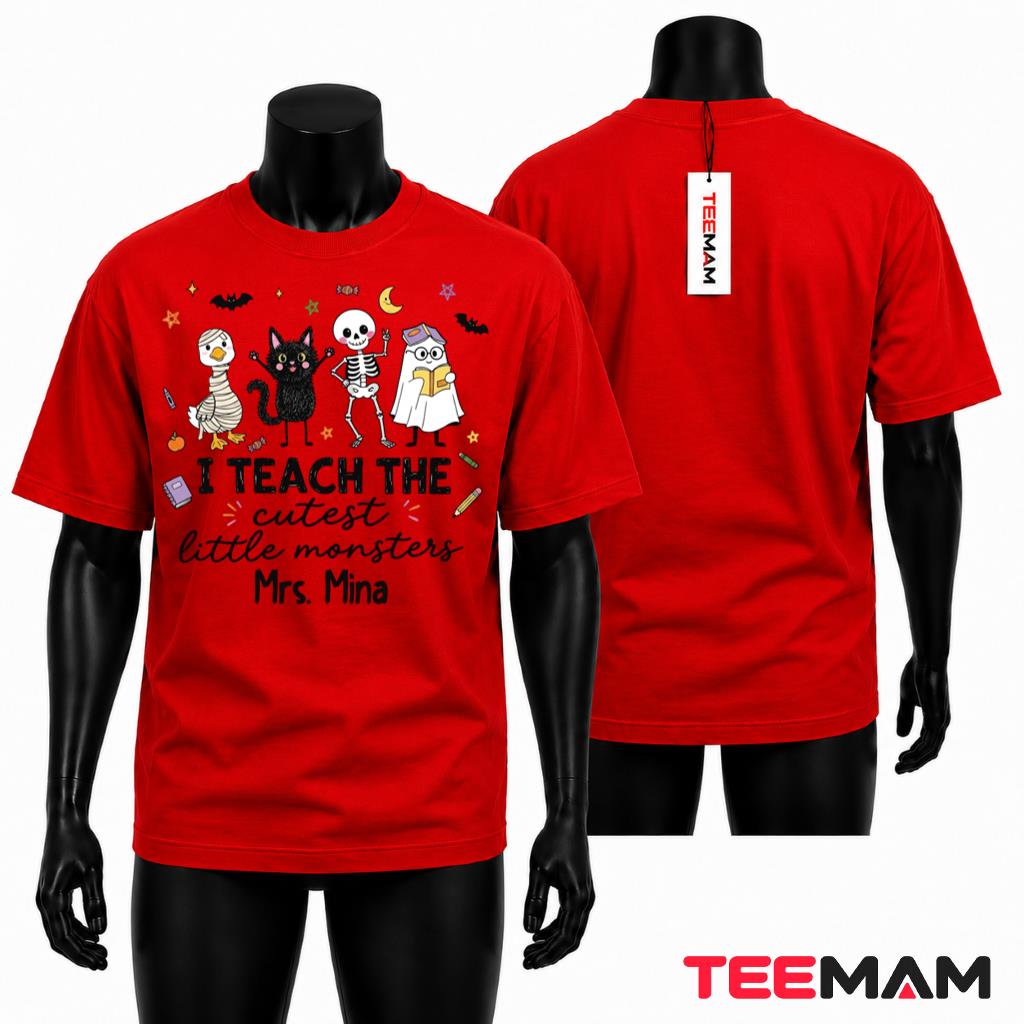 Personalized Halloween Teacher T-Shirt I Teach the Cutest Little Monsters