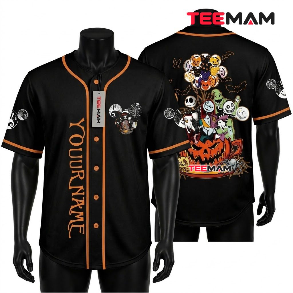 Personalized Jack Skellington Halloween Baseball Jersey Pumpkin Balloon 1