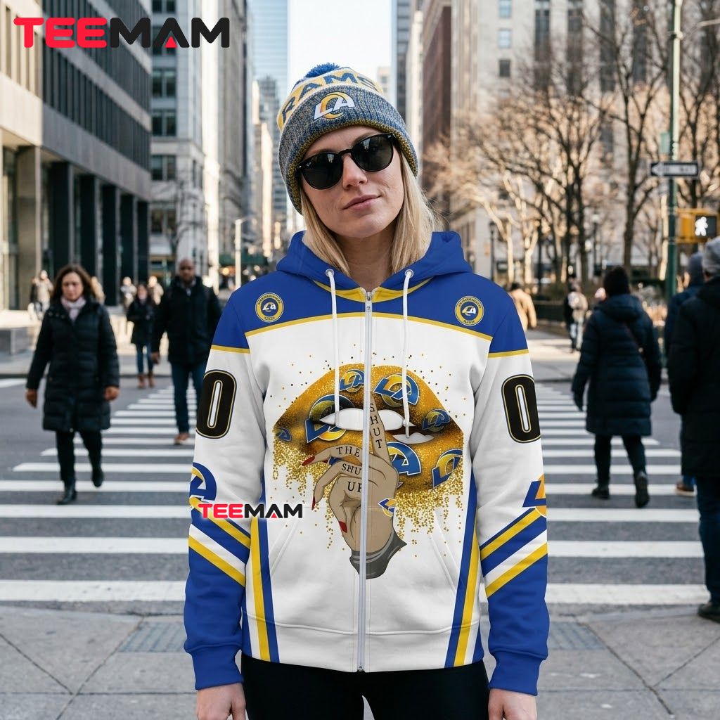 Personalized Los Angeles Rams 3D Hoodie Lips Jersey Style Back Personalized Los Angeles Rams 3D Hoodie Lips Jersey Style Back