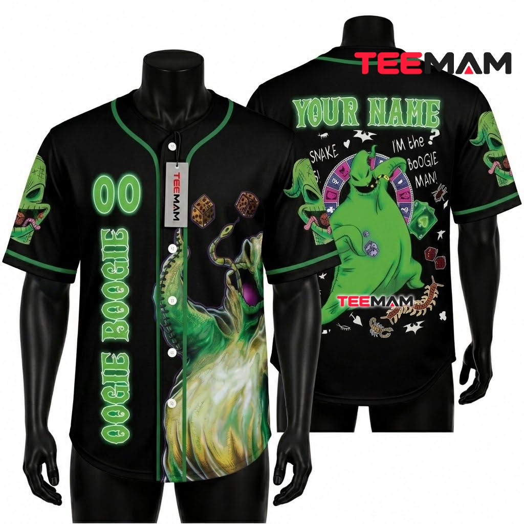 Personalized Oogie Boogie Dice Halloween Baseball Jersey Green Black 1