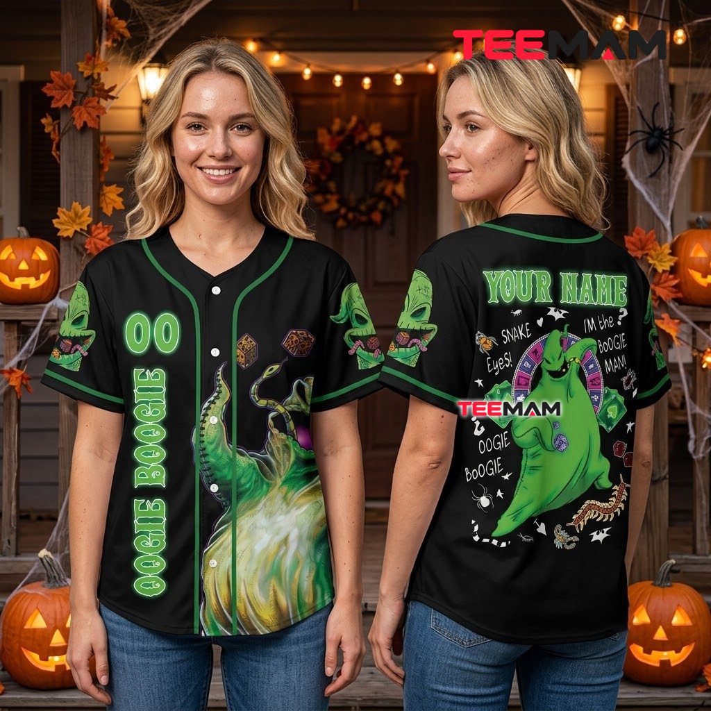 Personalized Oogie Boogie Dice Halloween Baseball Jersey Green Black 3 Personalized Oogie Boogie Dice Halloween Baseball Jersey Green Black 3