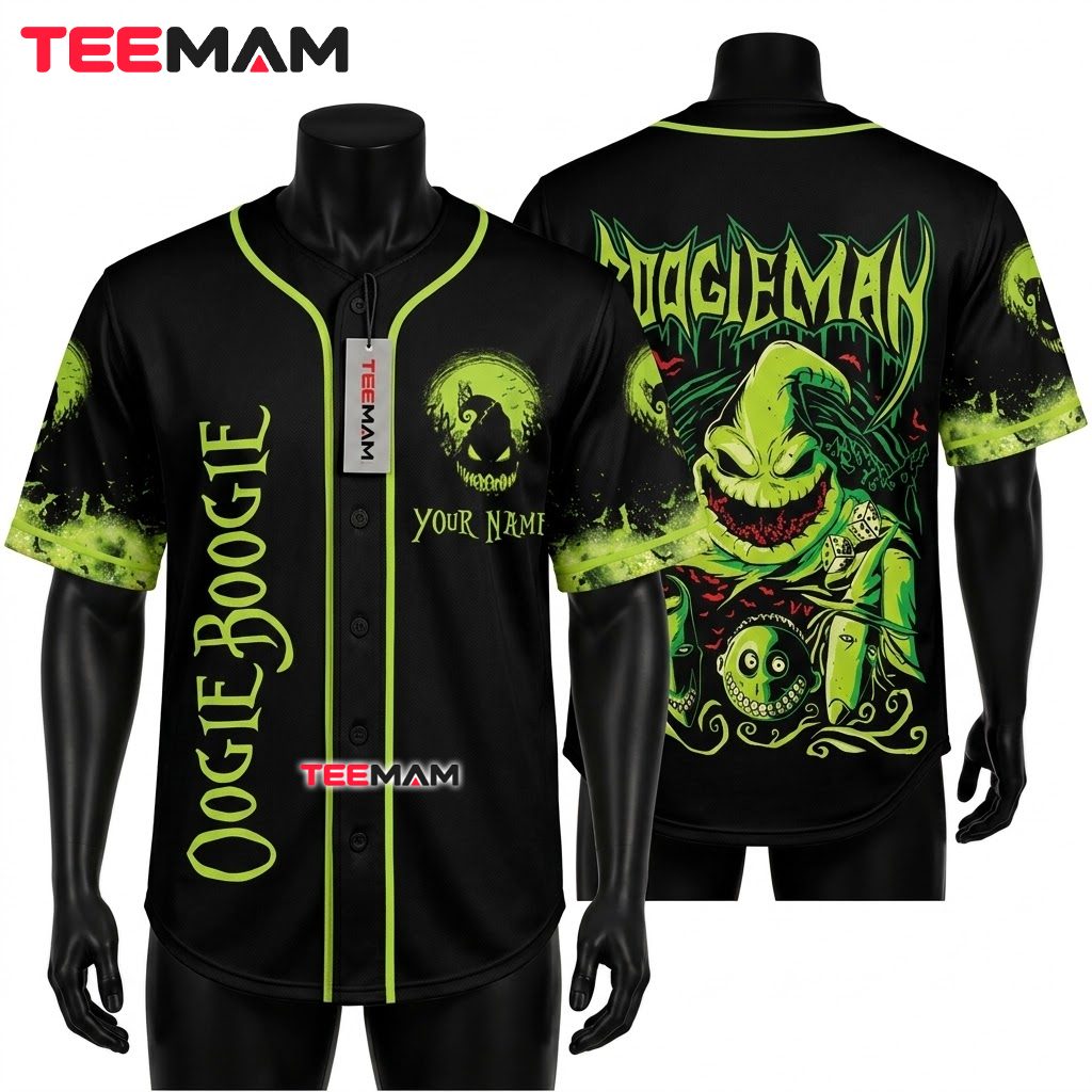Personalized Oogie Boogie Halloween Baseball Jersey Boogieman Green 1