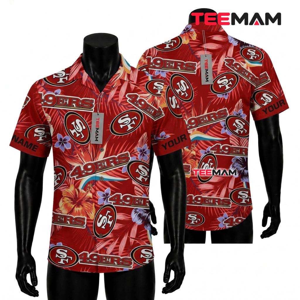 Personalized San Francisco 49ers Hawaiian Shirt Logo Pattern Front
