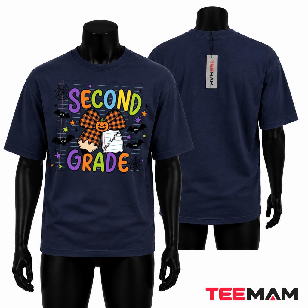 Personalized Second Grade Halloween Teacher T-Shirt