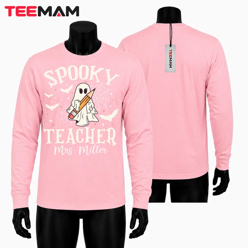 Personalized Teacher Halloween Long Sleeve Spooky Ghost Personalized Teacher Halloween Long Sleeve Spooky Ghost