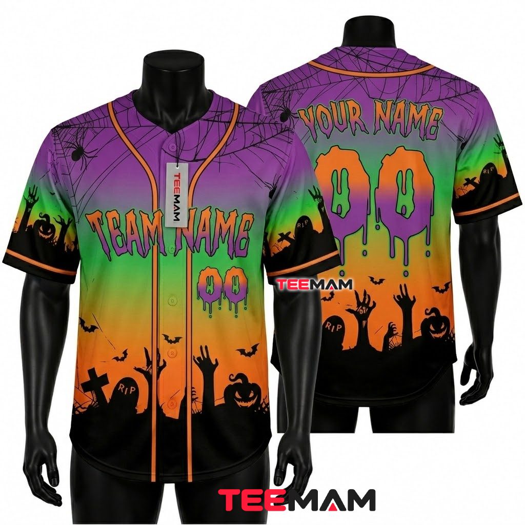 Personalized Trick Or Teach Halloween Baseball Jersey Witch Purple Personalized Trick Or Teach Halloween Baseball Jersey Witch Purple