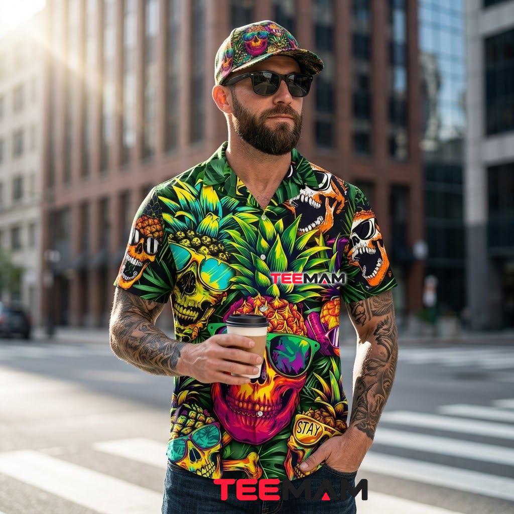 Pineapple Hawaiian Shirt Skull Sunglasses Stay Fresh Back Pineapple Hawaiian Shirt Skull Sunglasses Stay Fresh Back