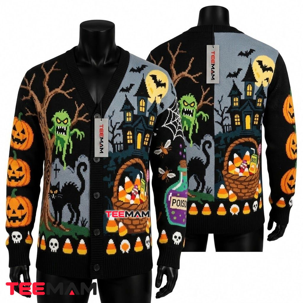 Poison Halloween Cardigan Monster Haunted House 1