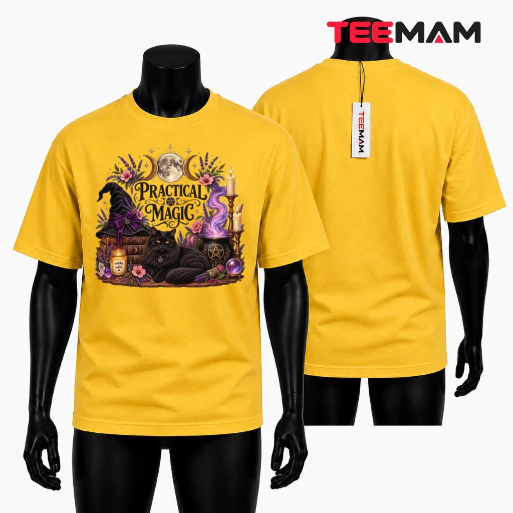 Practical Magic Halloween T-Shirt Black Cat Witch