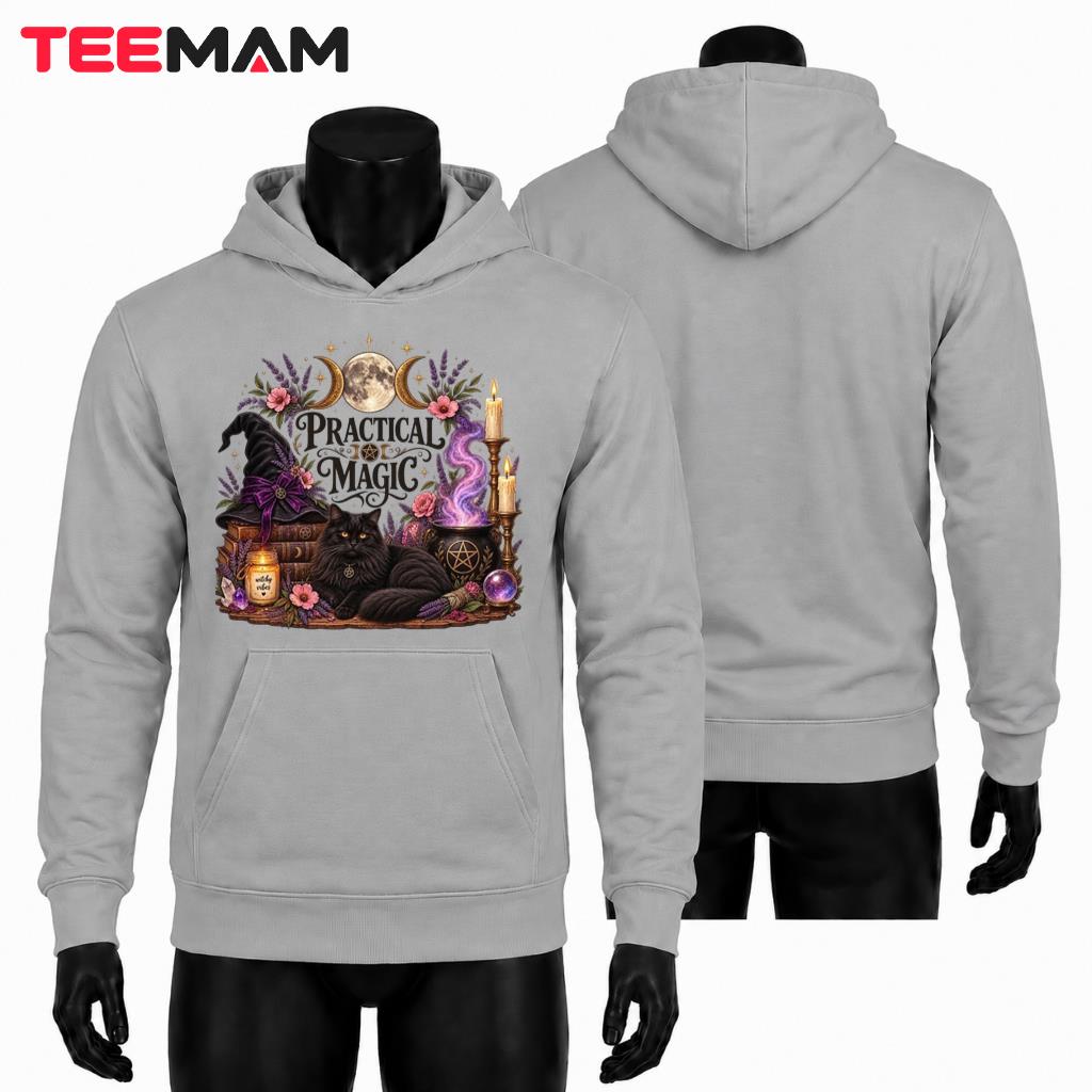 Practical Magic Halloween Hoodie Black Cat Witch Practical Magic Halloween Hoodie Black Cat Witch